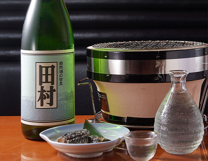 ニシンの山椒漬けと日本酒と七輪